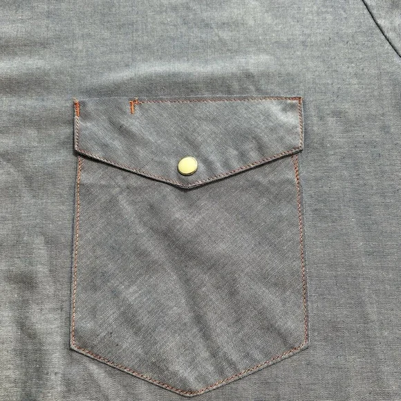 Vintage 90's Big Mac Blue Shirt Chambray Work Wear Pearl Snap Size 2XL Big USA - Picture 10 of 15